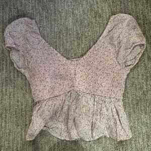 Hollister Pink Floral Smocked Blouse